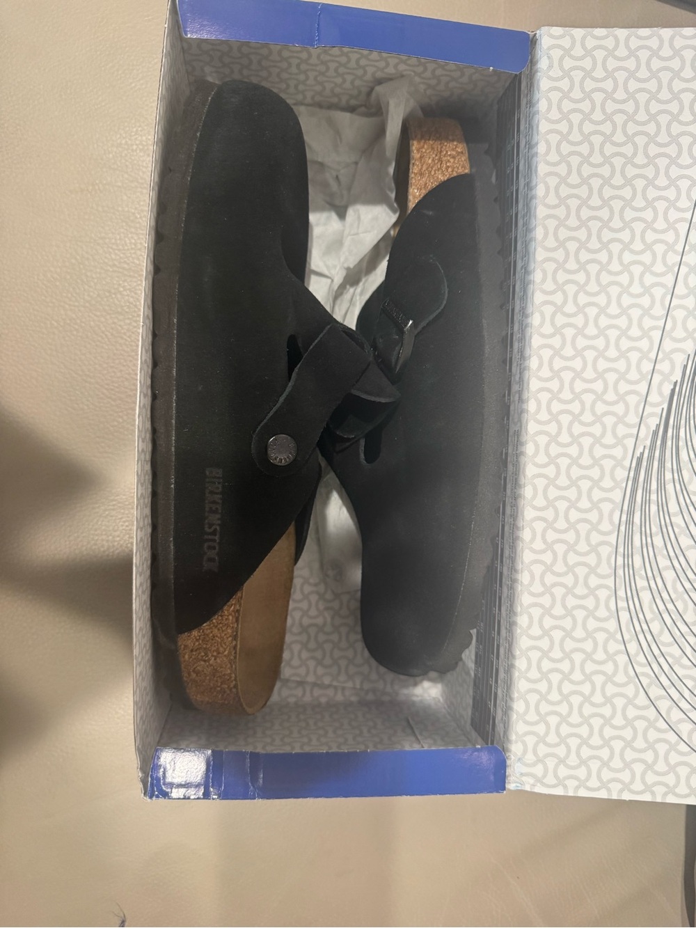 NEW IN BOX Birkenstock Black Suede Boston Clog - Comfortable Slip-On Shoe